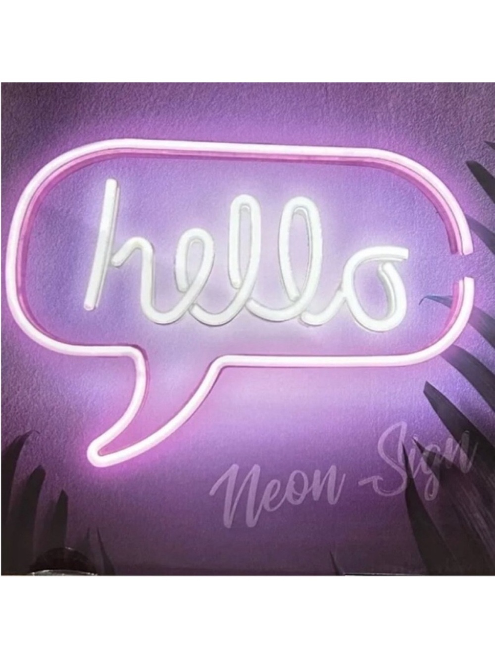 NEW Neon "hello" Speech Bubble Sign Pink X-Large HELLO Sign LED Light USB power